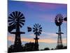 USA, Oklahoma, Elk City, Vintage Farm Windmills-Walter Bibikow-Mounted Photographic Print