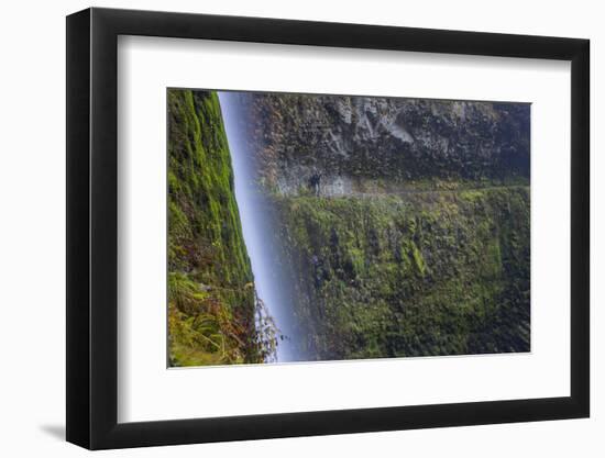 Usa. Oregon. a Hiker in the Behind Tunnel Falls in Eagle Creek-Gary Luhm-Framed Photographic Print