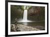 USA, Oregon. Abiqua Falls and stacked pile of rocks.-Jaynes Gallery-Framed Premium Photographic Print