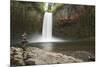 USA, Oregon. Abiqua Falls and stacked pile of rocks.-Jaynes Gallery-Mounted Premium Photographic Print