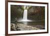 USA, Oregon, Abiqua Falls. Waterfall over cliff of columnar basalt and rock stack.-Jaynes Gallery-Framed Photographic Print