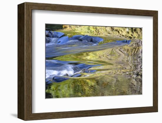 USA, Oregon. Abstract of autumn colors reflected in Wilson River rapids.-Jaynes Gallery-Framed Photographic Print