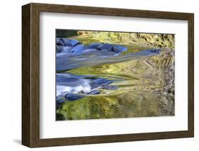 USA, Oregon. Abstract of autumn colors reflected in Wilson River rapids.-Jaynes Gallery-Framed Photographic Print