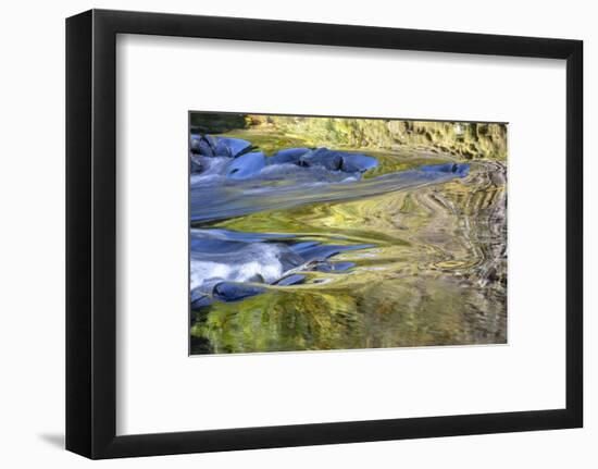 USA, Oregon. Abstract of autumn colors reflected in Wilson River rapids.-Jaynes Gallery-Framed Photographic Print