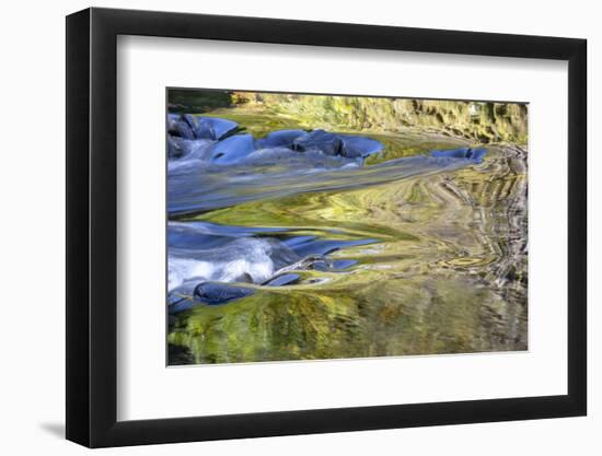 USA, Oregon. Abstract of autumn colors reflected in Wilson River rapids.-Jaynes Gallery-Framed Photographic Print