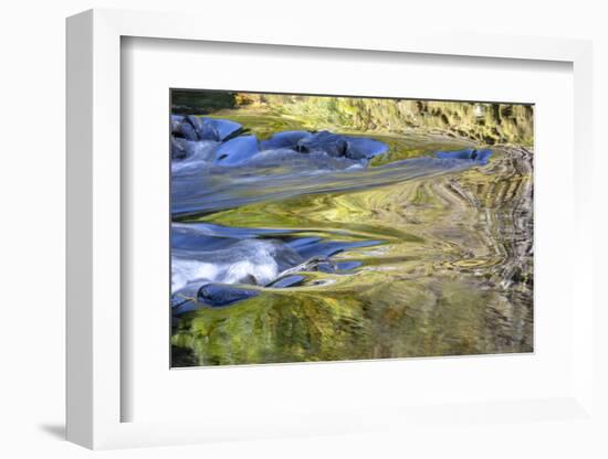 USA, Oregon. Abstract of autumn colors reflected in Wilson River rapids.-Jaynes Gallery-Framed Photographic Print