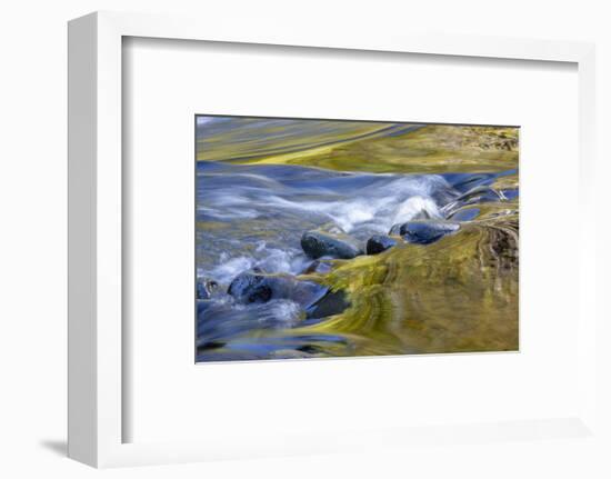 USA, Oregon. Abstract of autumn colors reflected in Wilson River rapids.-Jaynes Gallery-Framed Photographic Print