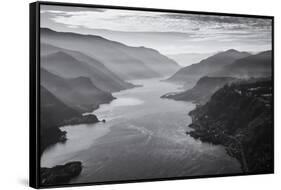 USA, Oregon, Aerial Landscape Looking West Down the Columbia Gorge-Rick A Brown-Framed Stretched Canvas