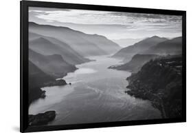 USA, Oregon, Aerial Landscape Looking West Down the Columbia Gorge-Rick A Brown-Framed Photographic Print