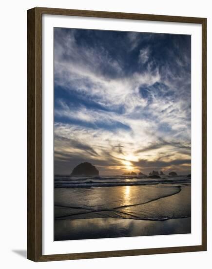 USA, Oregon, Bandon Beach. Face Rock and Sea Stacks at Twilight-Jaynes Gallery-Framed Premium Photographic Print