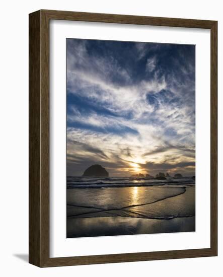 USA, Oregon, Bandon Beach. Face Rock and Sea Stacks at Twilight-Jaynes Gallery-Framed Photographic Print