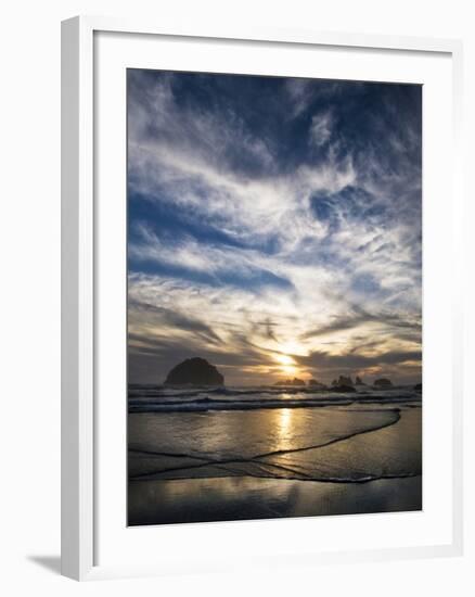 USA, Oregon, Bandon Beach. Face Rock and Sea Stacks at Twilight-Jaynes Gallery-Framed Photographic Print