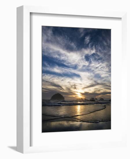 USA, Oregon, Bandon Beach. Face Rock and Sea Stacks at Twilight-Jaynes Gallery-Framed Photographic Print