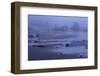 USA, Oregon, Bandon Beach. Foggy sunrise on beach and sea stacks.-Jaynes Gallery-Framed Photographic Print