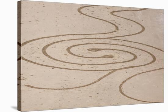 USA, Oregon, Bandon Beach. Geometric drawings in the sand.-Tom Haseltine-Stretched Canvas