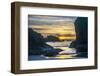 USA, Oregon, Bandon Beach. Pacific Ocean sea stacks at sunset.-Jaynes Gallery-Framed Photographic Print