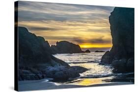 USA, Oregon, Bandon Beach. Pacific Ocean sea stacks at sunset.-Jaynes Gallery-Stretched Canvas