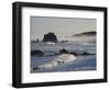 Usa, Oregon, Bandon. Bullards Beach State Park, sea stacks and waves.-Merrill Images-Framed Photographic Print