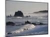 Usa, Oregon, Bandon. Bullards Beach State Park, sea stacks and waves.-Merrill Images-Mounted Photographic Print