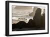 USA, Oregon, Bandon. Horseback riders on beach.-Jaynes Gallery-Framed Photographic Print