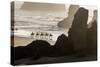 USA, Oregon, Bandon. Horseback riders on beach.-Jaynes Gallery-Stretched Canvas