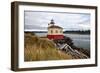 USA, Oregon, Bandon. Landscape with Coquille River Lighthouse.-Jaynes Gallery-Framed Photographic Print