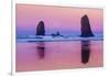 USA, Oregon, Bandon. Sunrise on beach sea stacks.-Jaynes Gallery-Framed Photographic Print