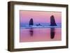 USA, Oregon, Bandon. Sunrise on beach sea stacks.-Jaynes Gallery-Framed Photographic Print