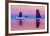 USA, Oregon, Bandon. Sunrise on beach sea stacks.-Jaynes Gallery-Framed Photographic Print