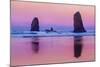 USA, Oregon, Bandon. Sunrise on beach sea stacks.-Jaynes Gallery-Mounted Photographic Print