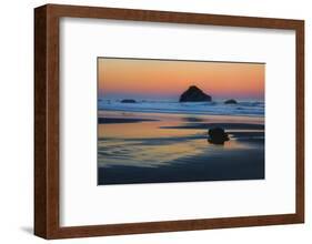 USA, Oregon, Bandon. Sunset on Face Rock sea stack.-Jaynes Gallery-Framed Photographic Print