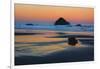 USA, Oregon, Bandon. Sunset on Face Rock sea stack.-Jaynes Gallery-Framed Photographic Print