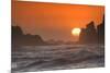 USA, Oregon, Bandon. Sunset on sea stacks and ocean.-Jaynes Gallery-Mounted Premium Photographic Print