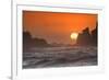 USA, Oregon, Bandon. Sunset on sea stacks and ocean.-Jaynes Gallery-Framed Photographic Print