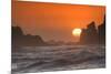 USA, Oregon, Bandon. Sunset on sea stacks and ocean.-Jaynes Gallery-Mounted Photographic Print