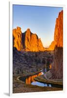 USA, Oregon, Bend. Smith Rock State Park, rock and reflections-Hollice Looney-Framed Premium Photographic Print