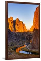 USA, Oregon, Bend. Smith Rock State Park, rock and reflections-Hollice Looney-Framed Premium Photographic Print