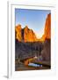 USA, Oregon, Bend. Smith Rock State Park, rock and reflections-Hollice Looney-Framed Photographic Print