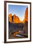 USA, Oregon, Bend. Smith Rock State Park, rock and reflections-Hollice Looney-Framed Photographic Print