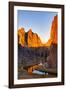 USA, Oregon, Bend. Smith Rock State Park, rock and reflections-Hollice Looney-Framed Photographic Print