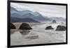 USA Oregon, Cannon Beach. Fog Rises over Coastline at Low Tide-Jean Carter-Framed Photographic Print