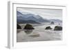 USA Oregon, Cannon Beach. Fog Rises over Coastline at Low Tide-Jean Carter-Framed Photographic Print