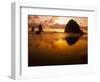 USA, Oregon, Cannon Beach Haystack Rock silhouetted at sunset.-Stuart Westmorland-Framed Photographic Print