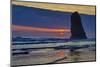 USA, Oregon, Cannon Beach. Sunset on Lone Seastack-Jean Carter-Mounted Photographic Print