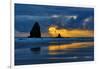 USA, Oregon, Cannon Beach. Sunset on Needles Seastack-Jean Carter-Framed Photographic Print