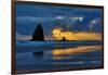 USA, Oregon, Cannon Beach. Sunset on Needles Seastack-Jean Carter-Framed Photographic Print