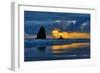 USA, Oregon, Cannon Beach. Sunset on Needles Seastack-Jean Carter-Framed Photographic Print