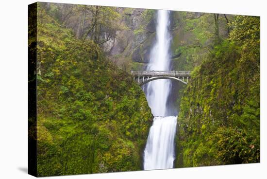 USA, Oregon, Columbia Gorge, Multnomah Falls Cascades from High Above-Terry Eggers-Stretched Canvas