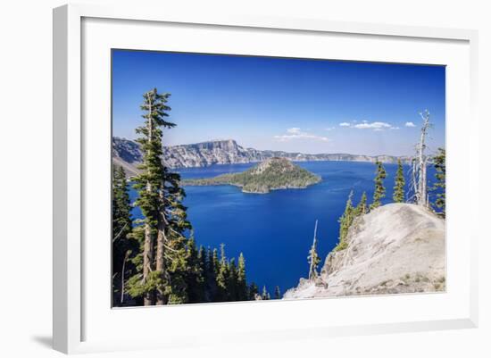 USA, Oregon, Crater Lake National Park, Crater Lake and Wizard Island-Rob Tilley-Framed Photographic Print