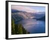 USA, Oregon, Crater Lake National Park. Morning clouds hover over west rim of Crater Lake.-John Barger-Framed Photographic Print